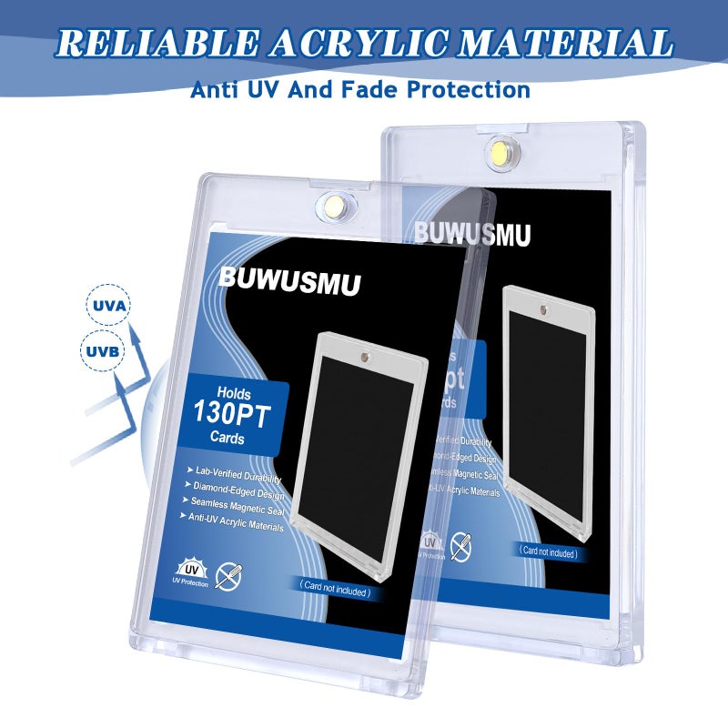 BUWUSMU 50 Pcs 130 Pt Acrylic Magnetic Card Holders One Touch Card Holder Clear Card Protectors Hard Plastic Magnetic Card Case for Sports Baseball Trading Card Storing Displaying(2.5 x 3.54 Inch) - Image 4